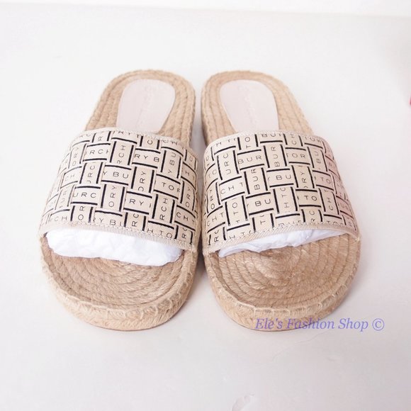 ** SOLD!!** NIB Tory Burch Logo Grosgrain Ribbon Woven Slide Cream US 8 - Picture 7 of 16